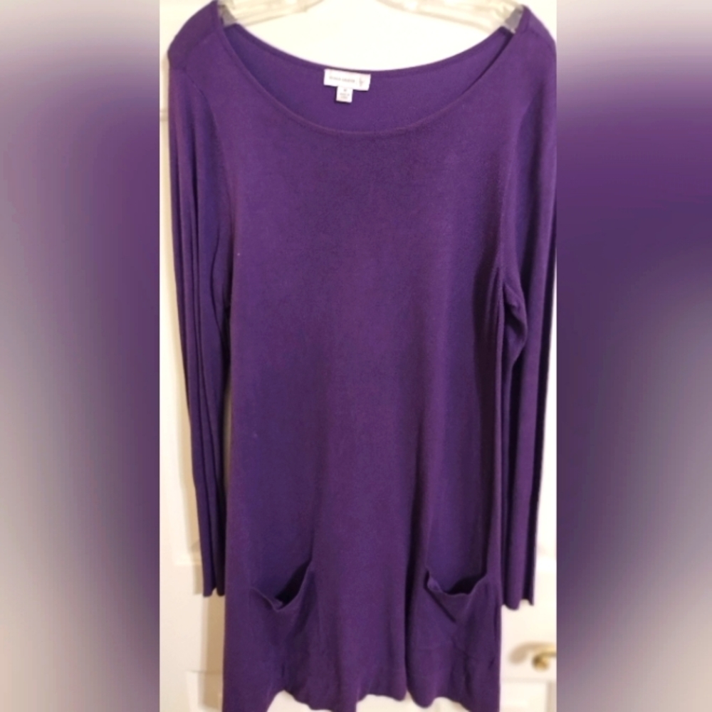 Susan Graver Knit Long Sleeve Purple Top Sz M